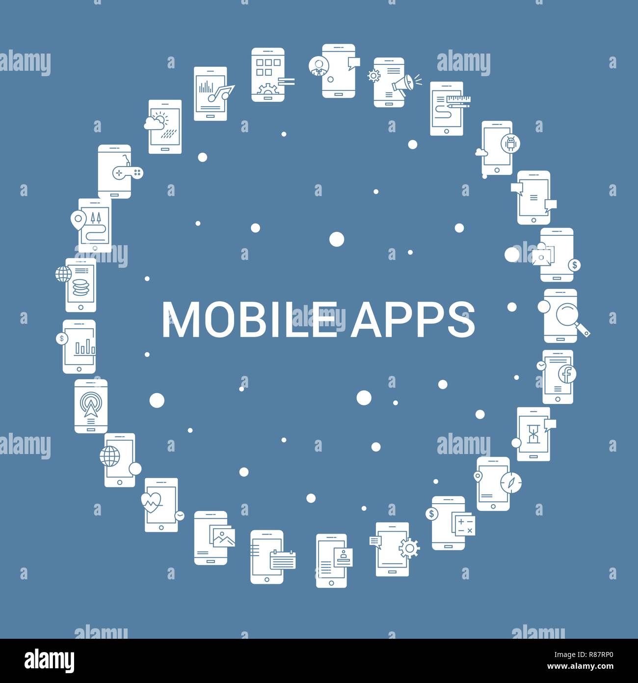 Mobile Apps Icon Set. Infografik Vector Template Stock Vektor