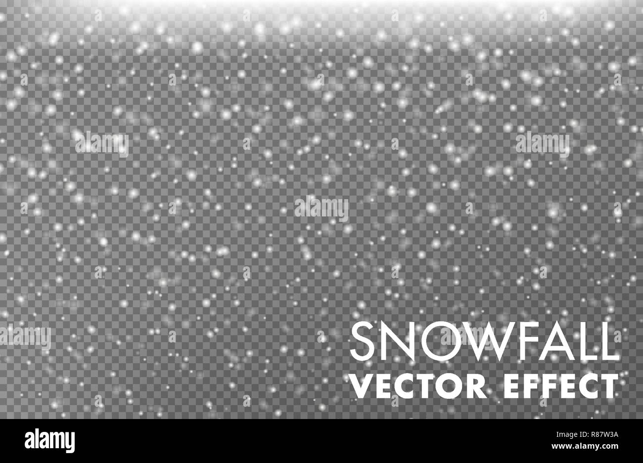 Vektor Effekt - Schneefall auf den Transparenten Hintergrund Stock Vektor