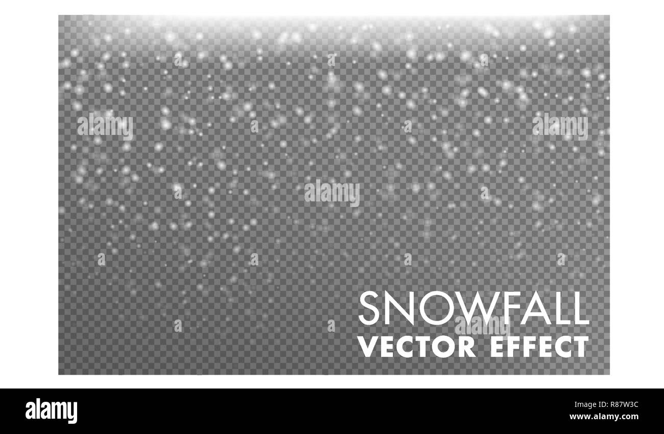 Vektor Effekt - Schneefall auf den Transparenten Hintergrund Stock Vektor