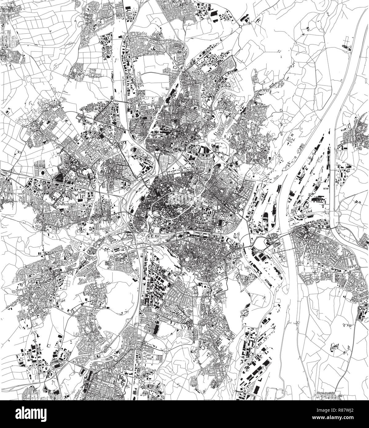 Satelliten Karte Von Straßburg Frankreich Straßen Der Stadt