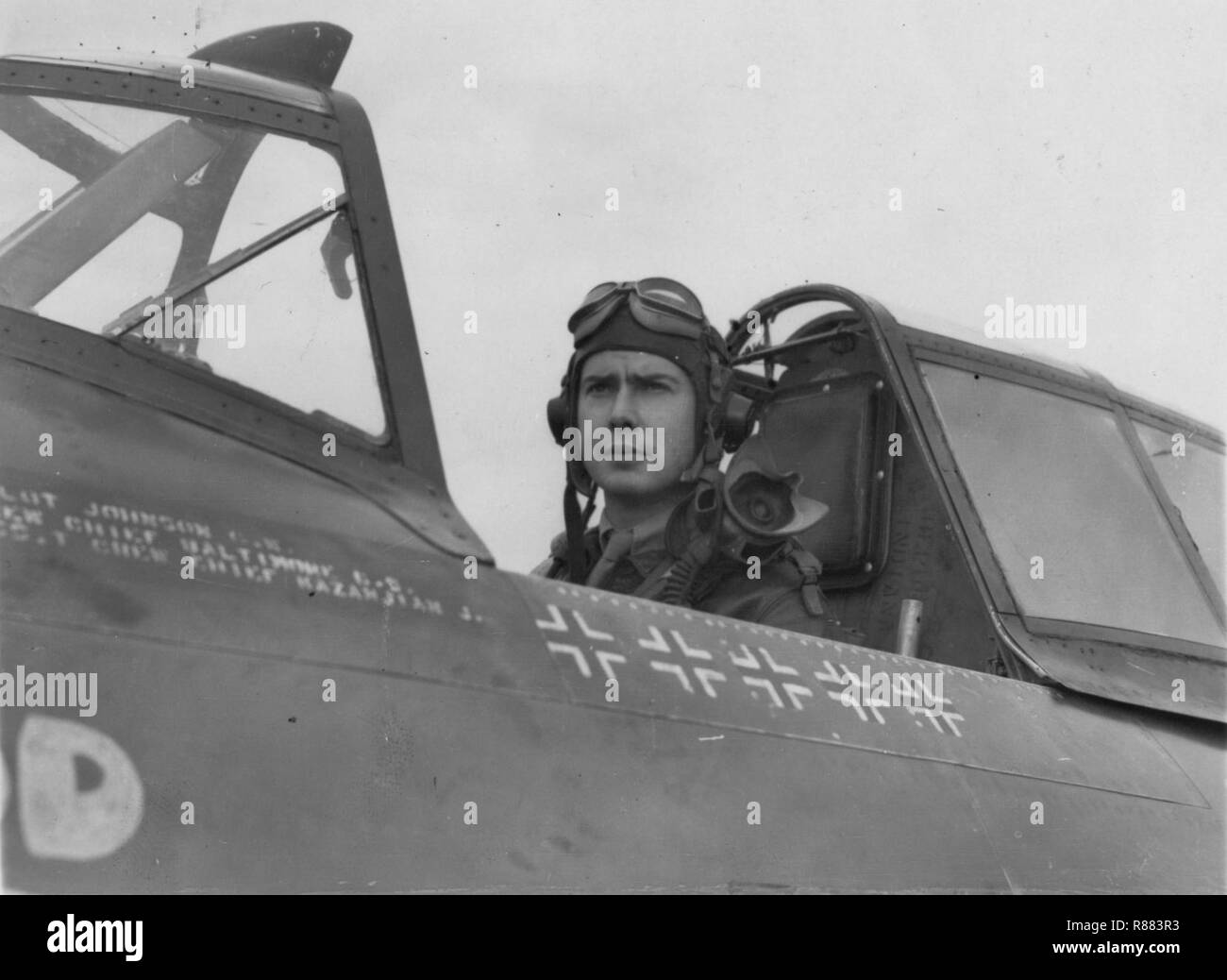 Kapitän Gerald Johnson 56th Fighter Group. Stockfoto