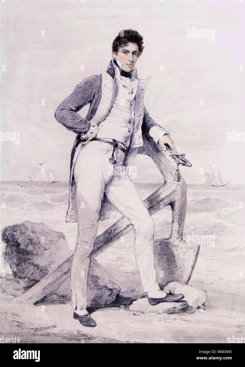 Kapitän Hoste von HMS Amphion von Henry Edridge (London, 1768-1821). Stockfoto