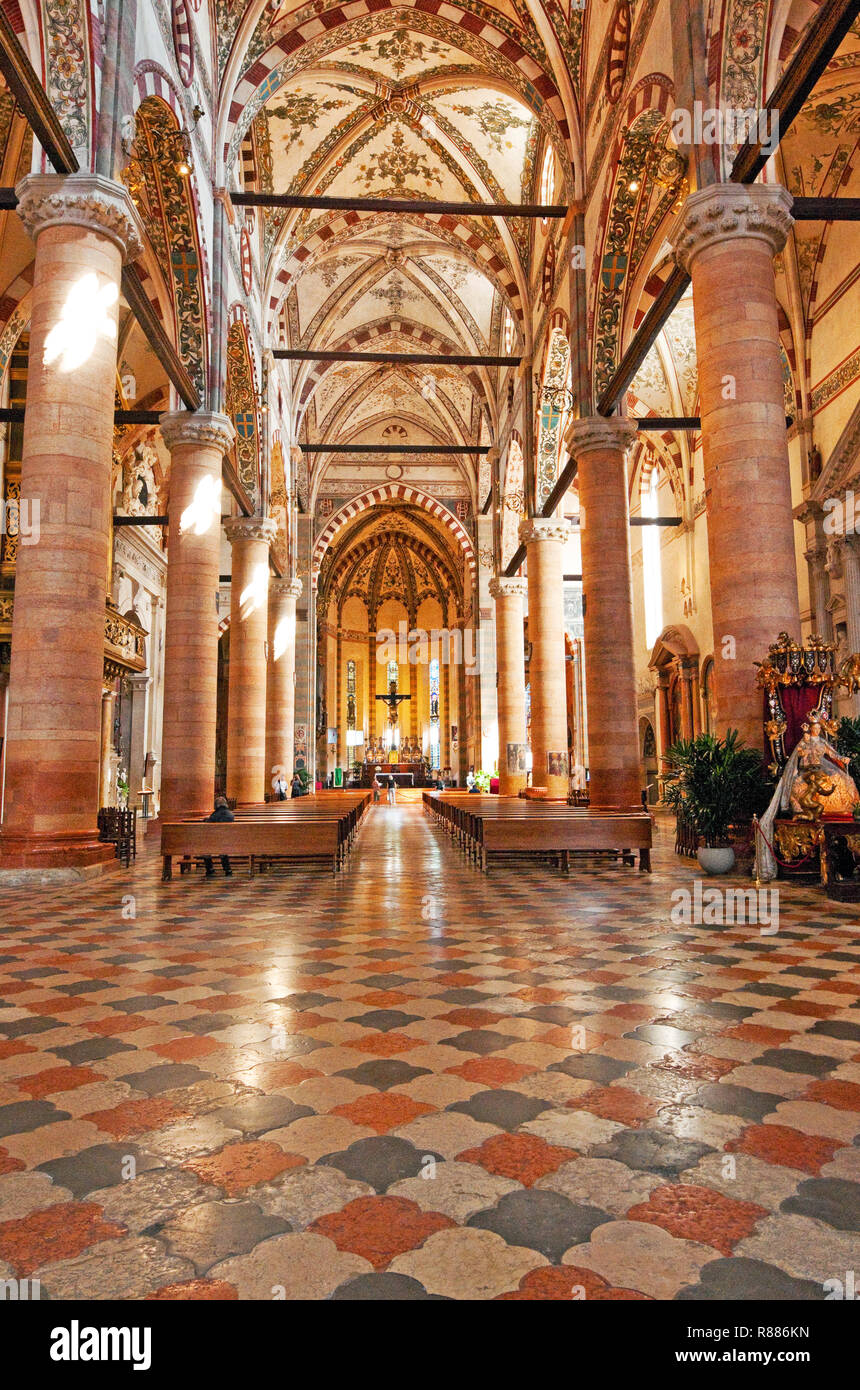 Innenraum der Kirche Sant'Anastasia, Verona, Italien Stockfoto