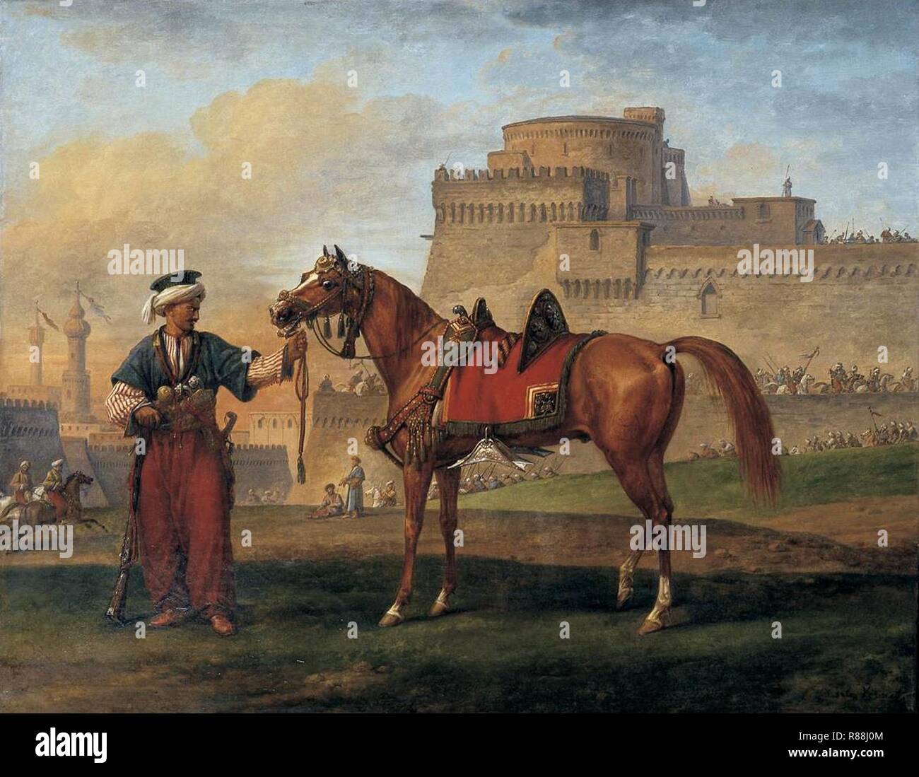 Carle Vernet-A Mameluckische führt sein Pferd - Stockfoto