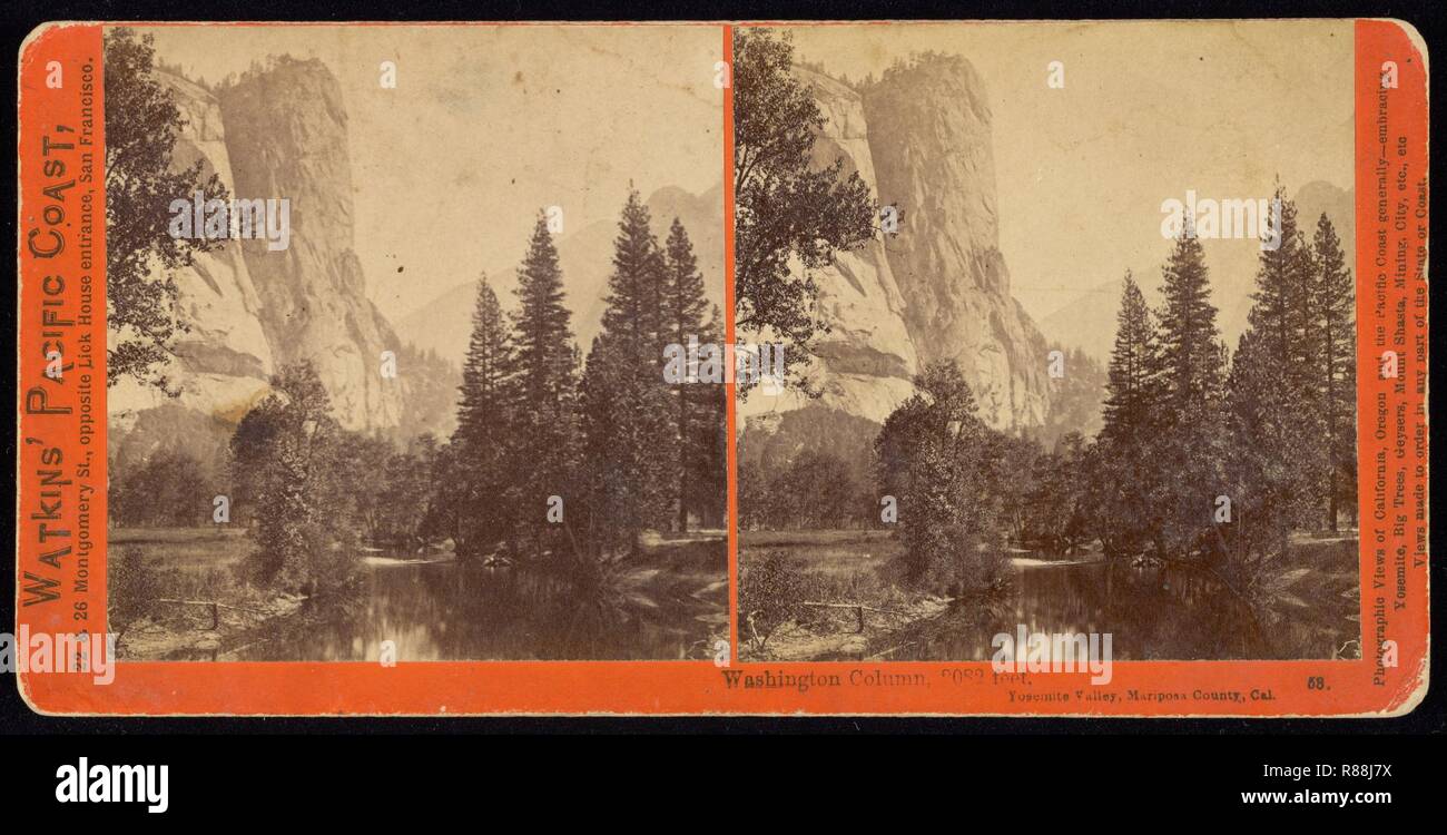 Carleton Watkins (amerikanische Washington Spalte, 2082 Füße, Yosemite Valley, Mariposa County, Cal. Stockfoto