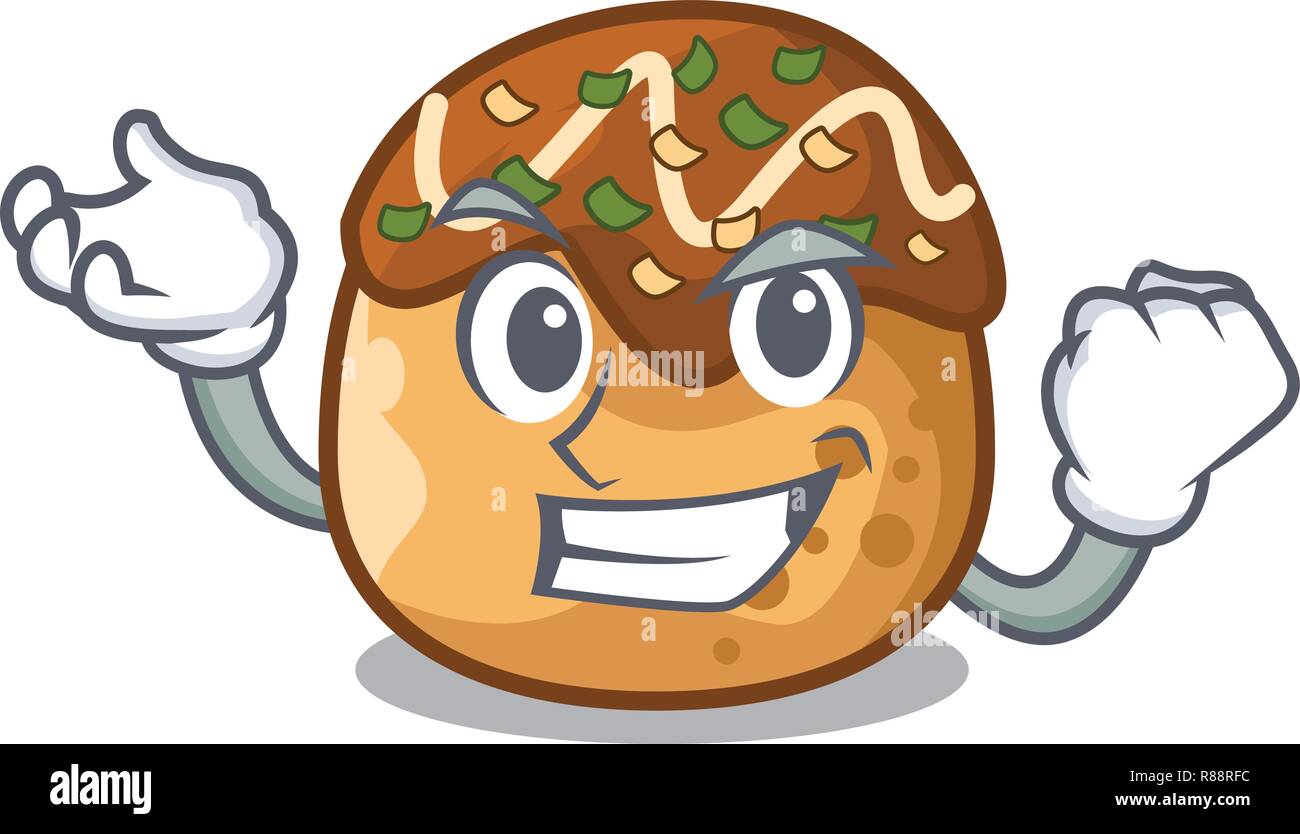 Erfolgreiche takoyaki Charakter in Octopus Bälle Essen Stock Vektor