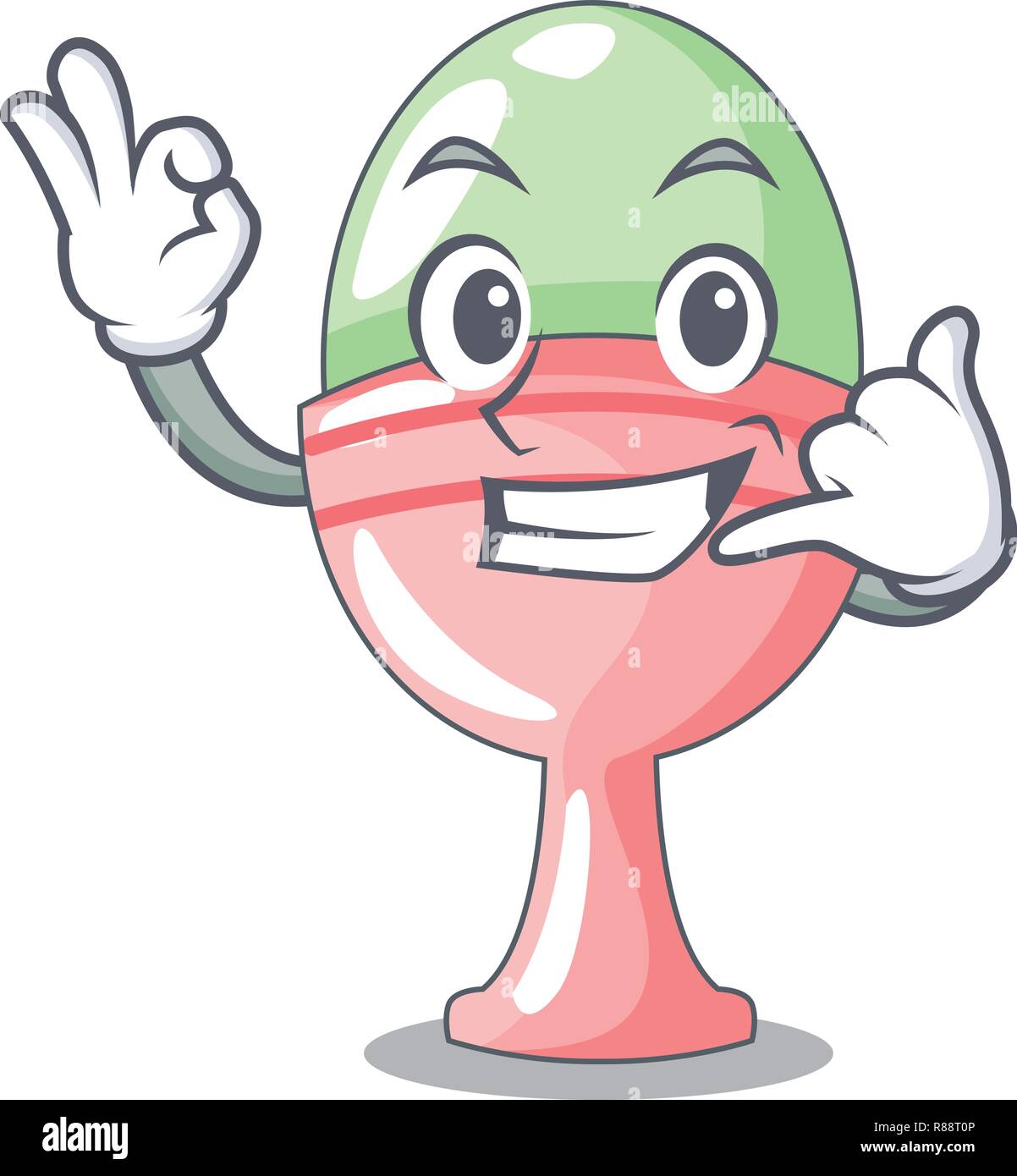 Mich in Eierbecher Anruf isoliert auf Charakter Stock Vektor