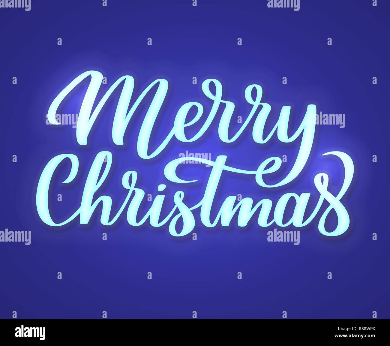 Frohe Weihnachten hand Schriftzug mit Neon-effekt. Vector Illustration. Kann für den Urlaub festliche Design verwendet werden. Stock Vektor