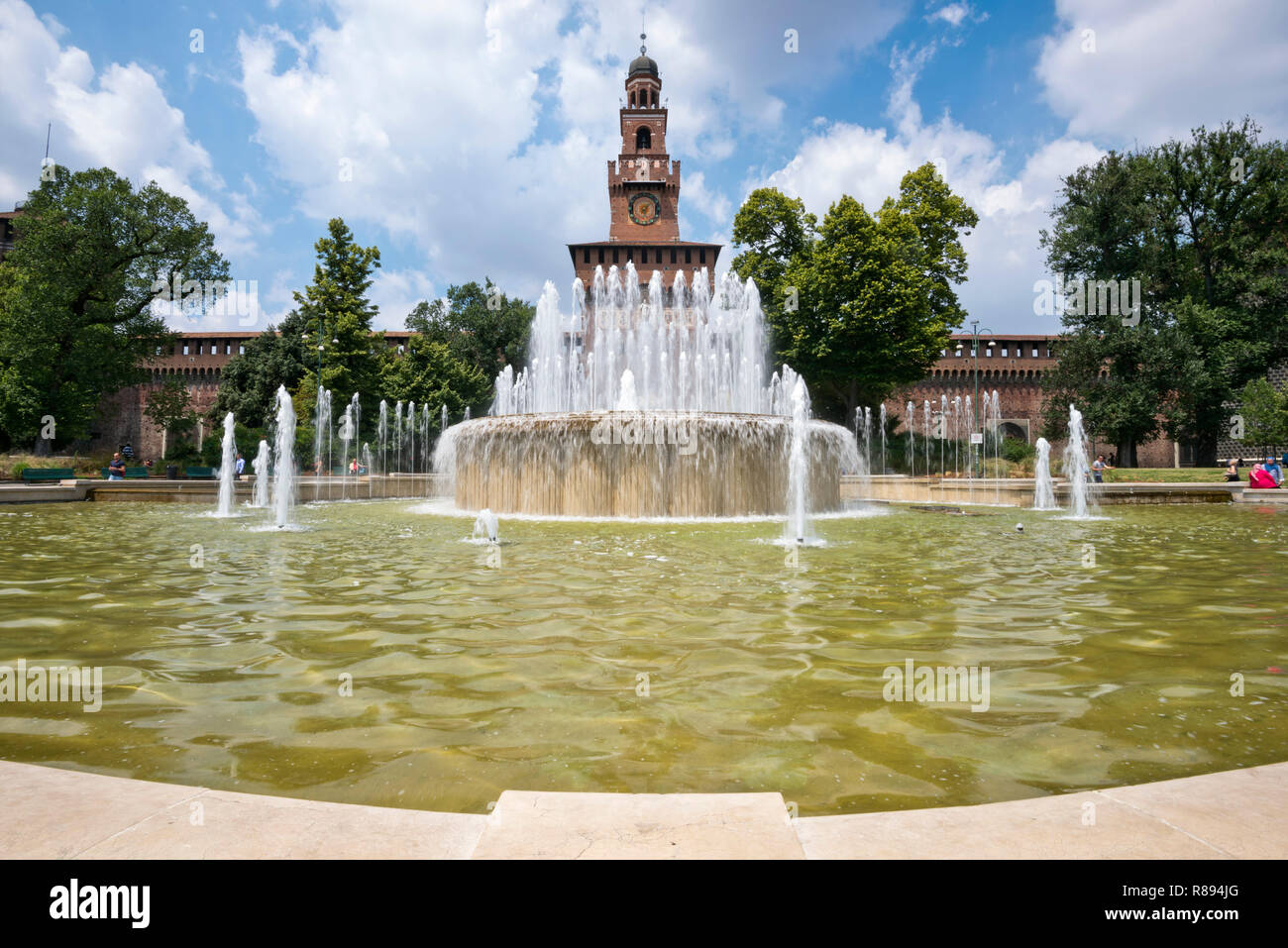 Horizontale Ansicht von Schloss Sforza in Mailand, Italien. Stockfoto