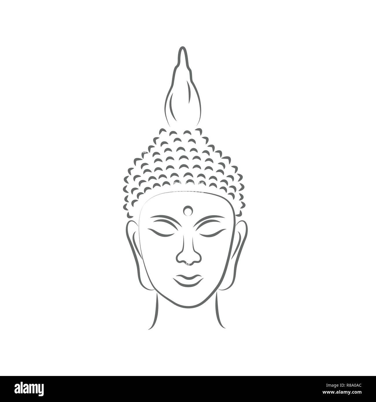 Buddha Kopf Zeichnung Vektor-illustration EPS 10. Stock Vektor