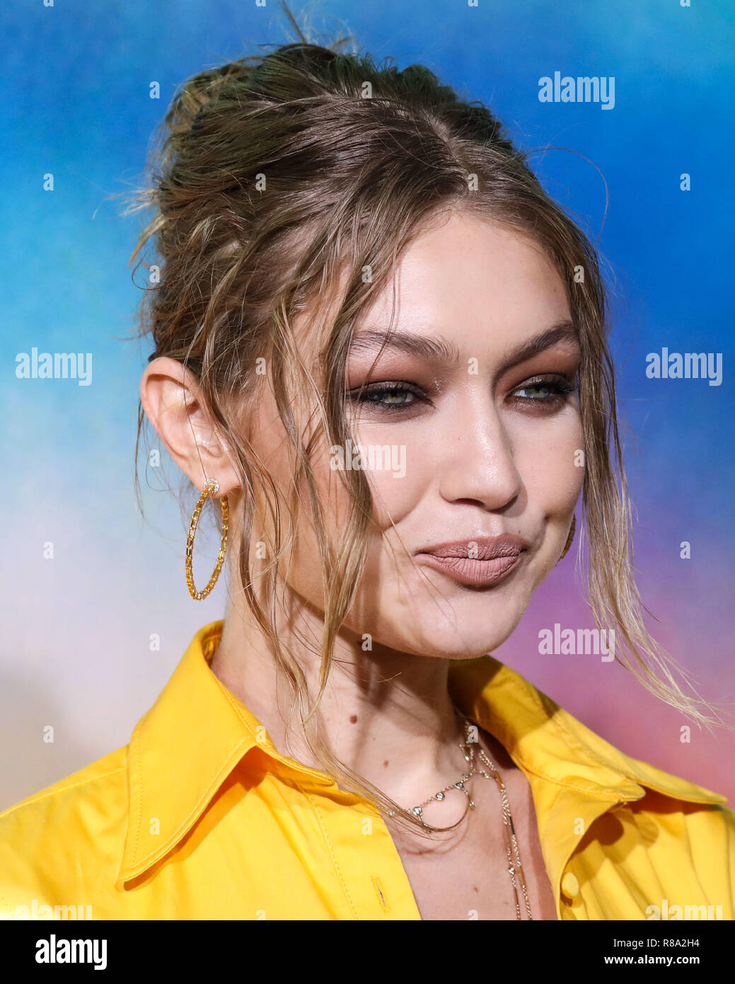 BROOKLYN, NEW YORK CITY, NY, USA - SEPTEMBER 09: Gigi Hadid, Jelena Noura Hadid im Business der Mode feiert die # BoF 500 2018 Am 1 Hotel Brooklyn Bridge am 9. September 2018 in Brooklyn, New York City, New York, United States. (Foto von Xavier Collin/Image Press Agency) Stockfoto