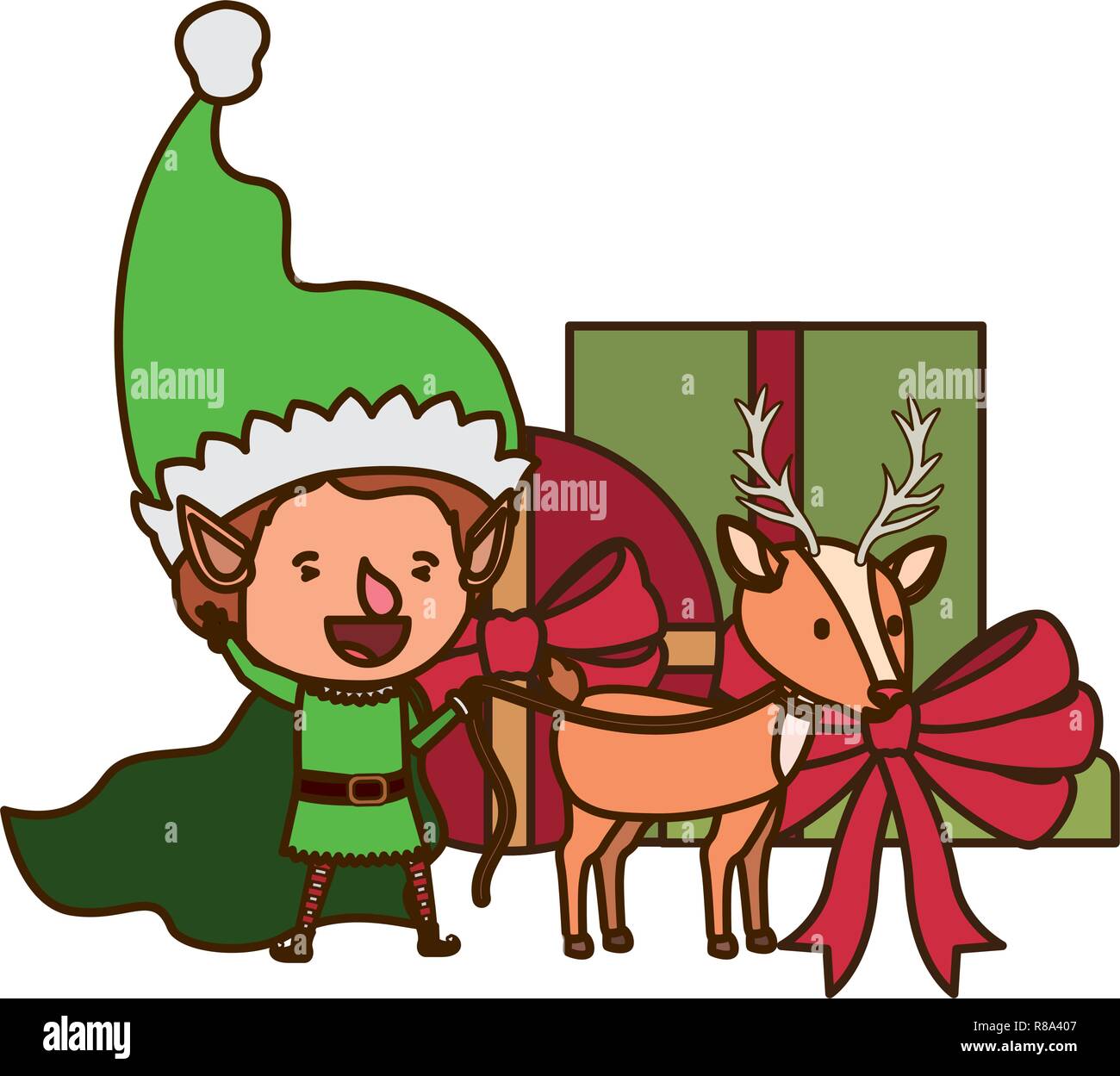 Elf mit Rentier avatar Charakter Stock Vektor