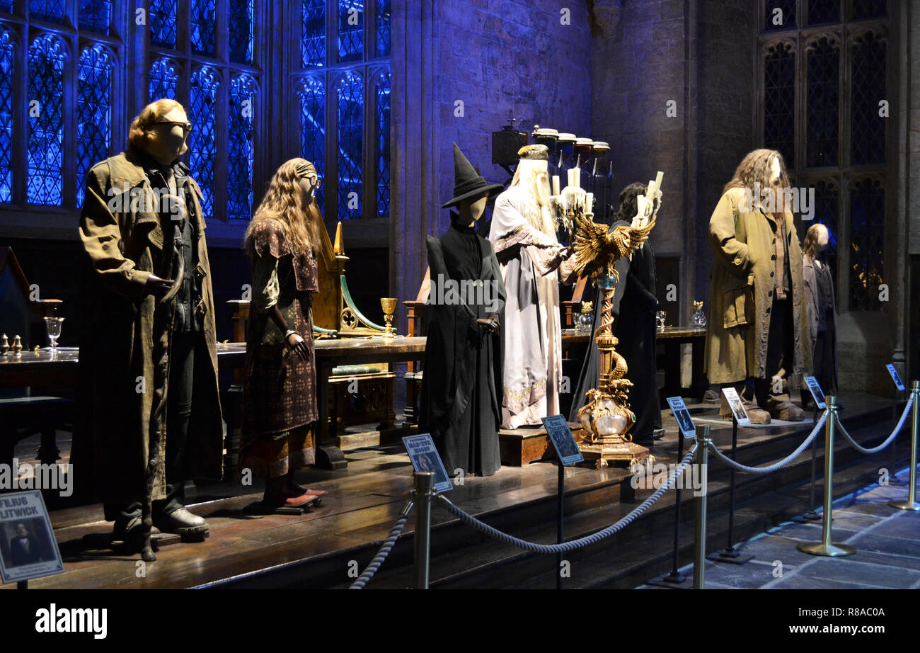 Die Mitarbeiter an der Hogwarts Harry Potter in Leavesden Studios, London, UK Stockfoto