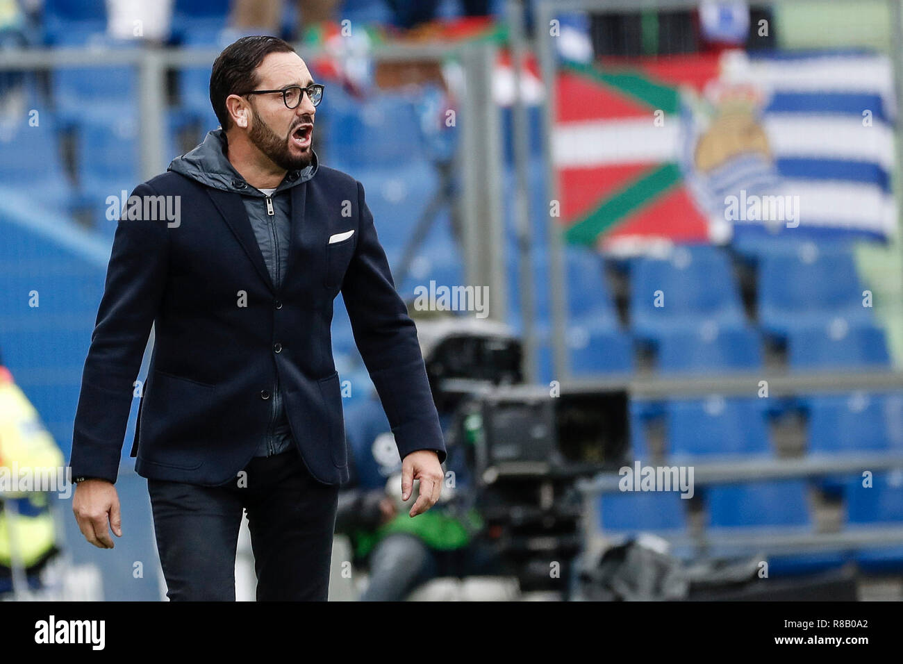 Coliseum Alfonso Perez Getafe, Spanien. 15 Dez, 2018. Liga Fußball, Getafe gegen Real Sociedad; Jose Bordalas Trainer von Getafe CF Credit: Aktion plus Sport/Alamy leben Nachrichten Stockfoto