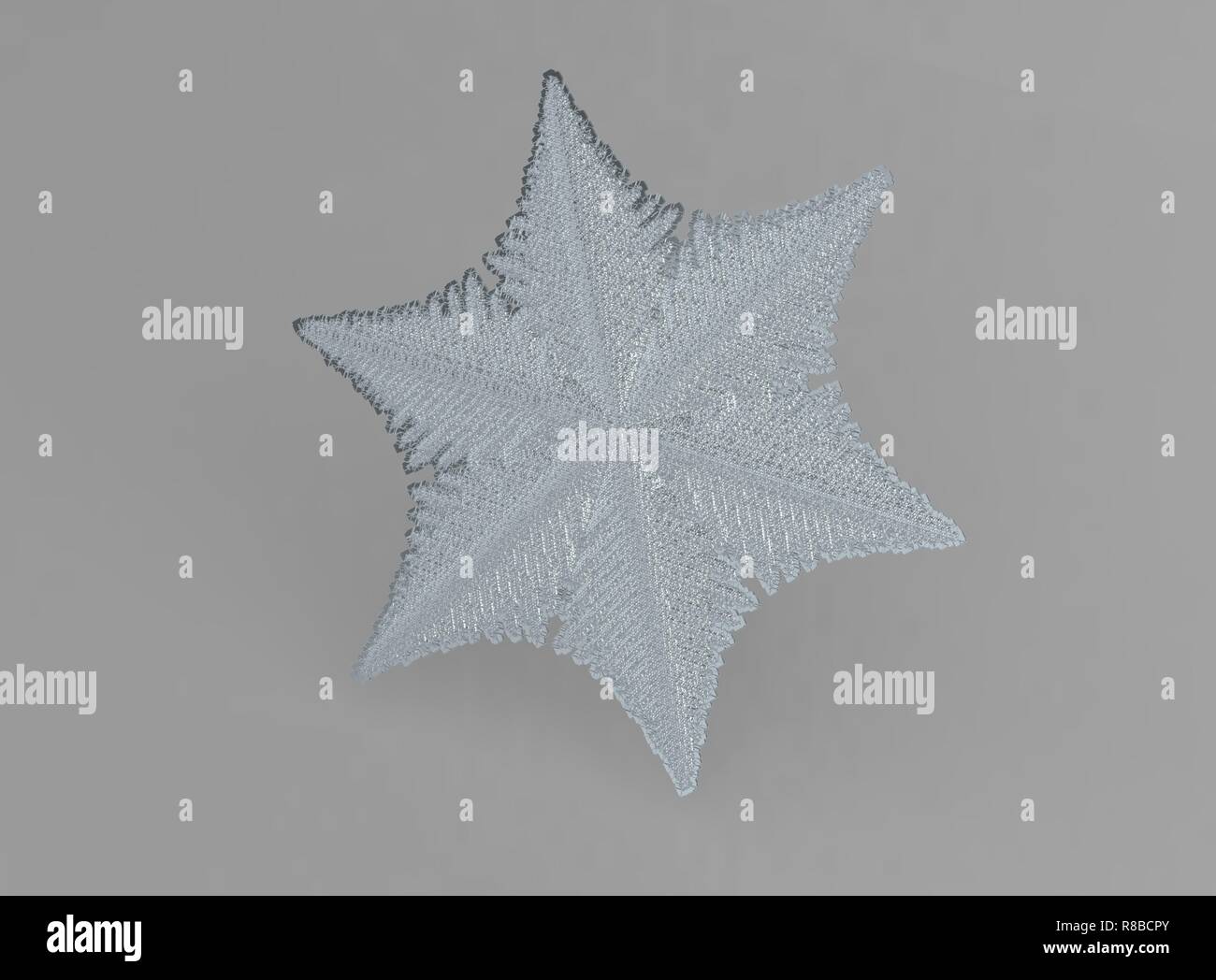 Weiße Schneeflocke auf dem schwarzen Hintergrund. Diese Abbildung basiert auf Makro Foto des echten Schnee Kristall: großen stellaren Dendriten mit feinen hexagonale Symmetrie, Stockfoto