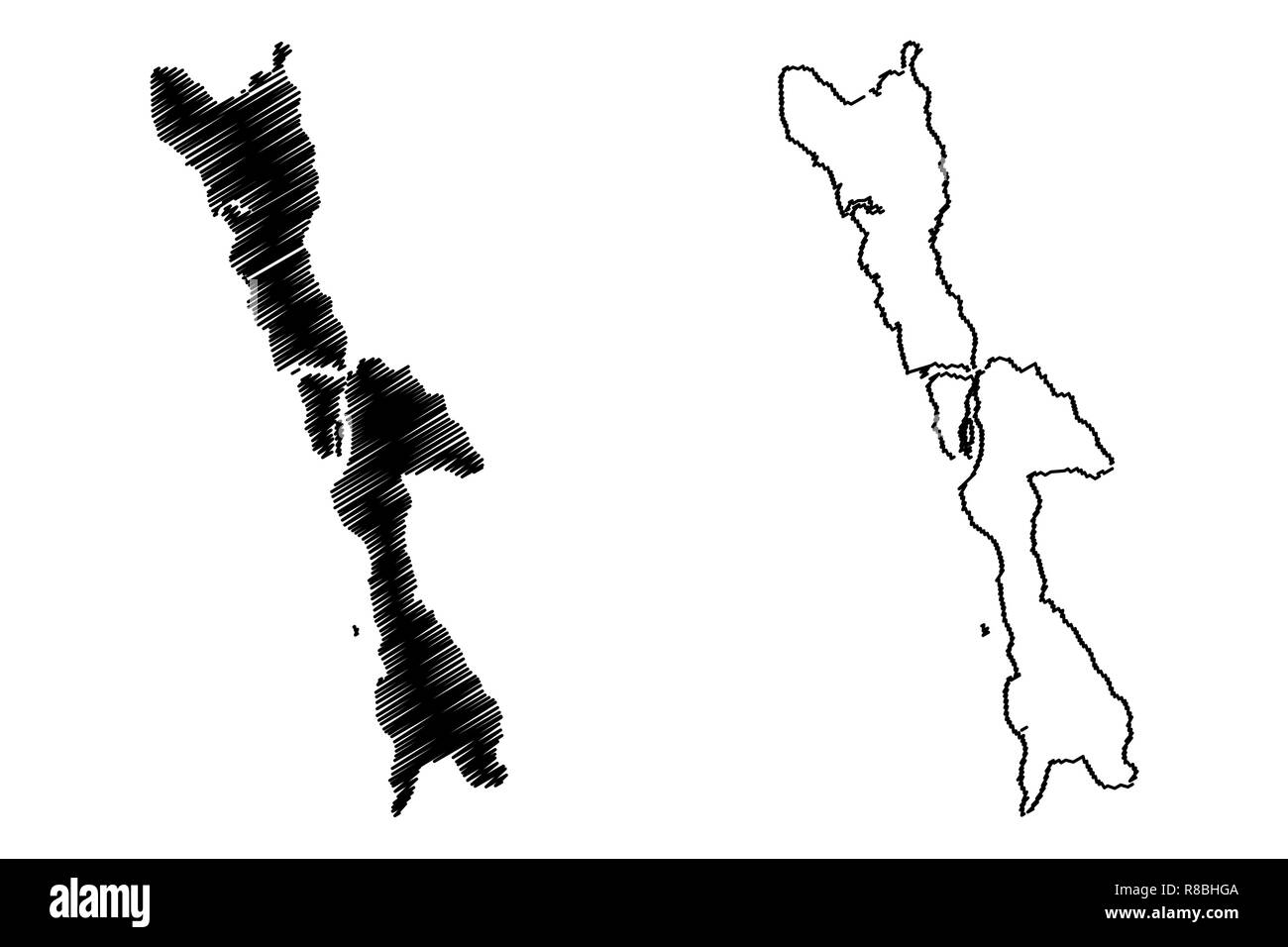 Mon Zustand (administrative divisions von Myanmar, Republik der Union Myanmar, Burma) Karte Vektor-illustration, kritzeln Skizze Mon Staat Karte Stock Vektor