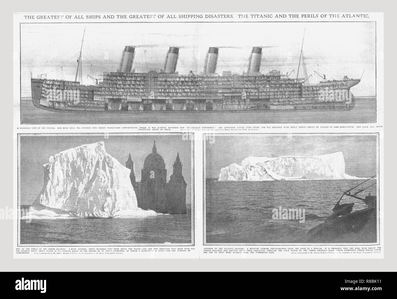 Schnittbild Der Titanic Und Iceberg 20 April 1912 Die
