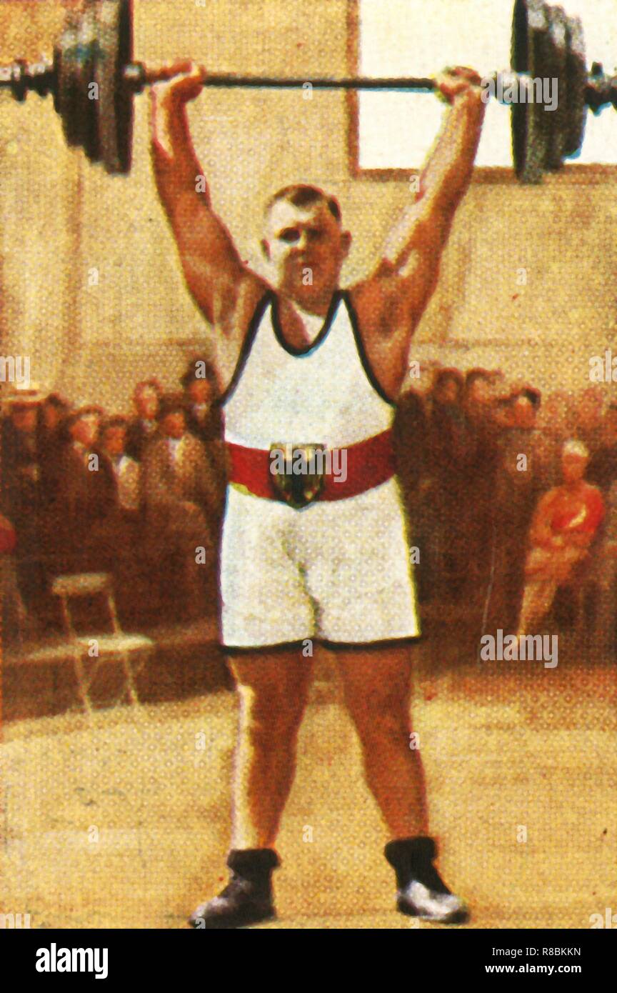 Josef Straßberger, Deutscher Meister im Gewichtheben, 1928. Schöpfer: Unbekannt. Stockfoto