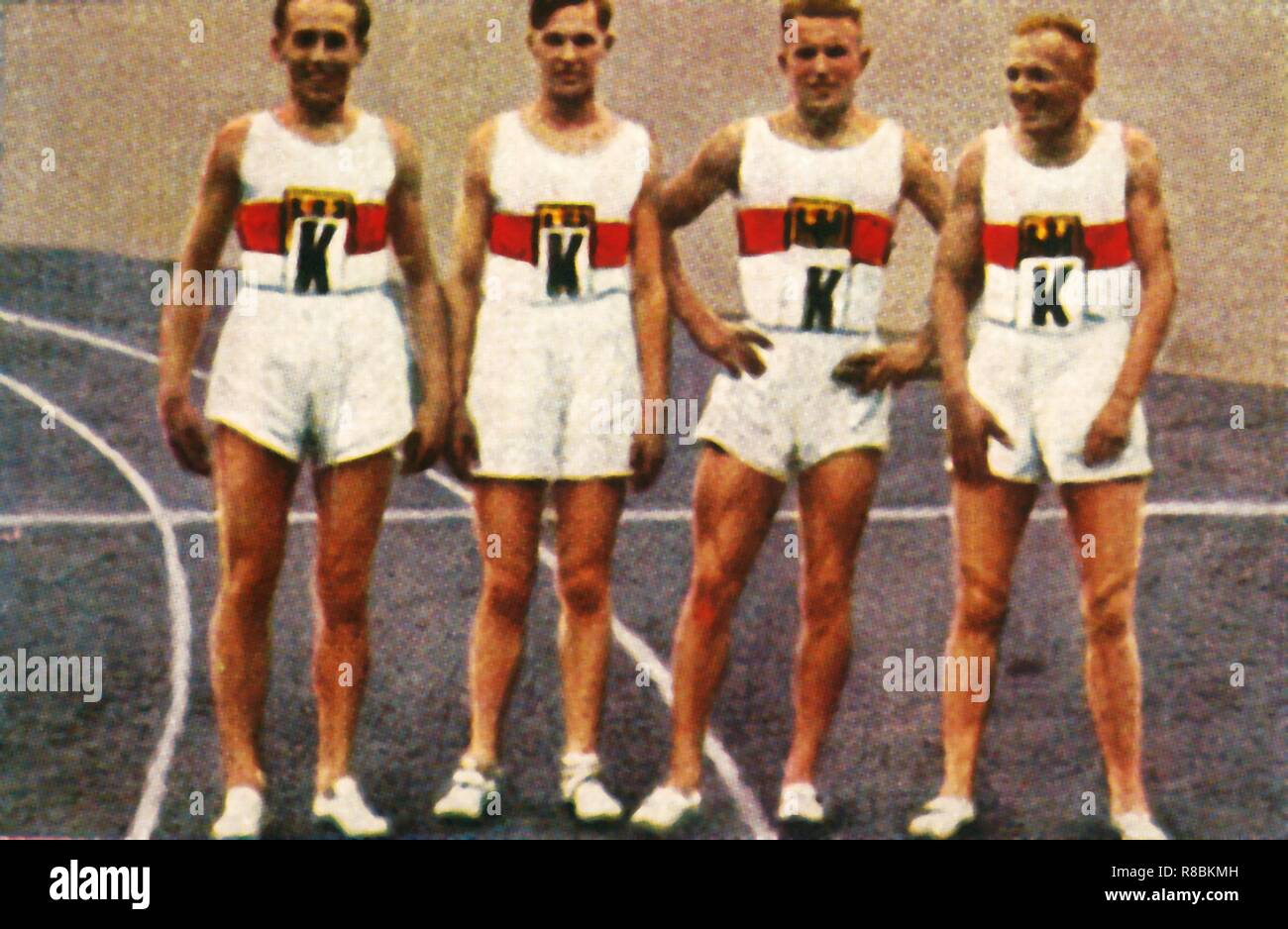 Die deutsche 4x400m-Staffel der Männer, 1928. Schöpfer: Unbekannt. Stockfoto