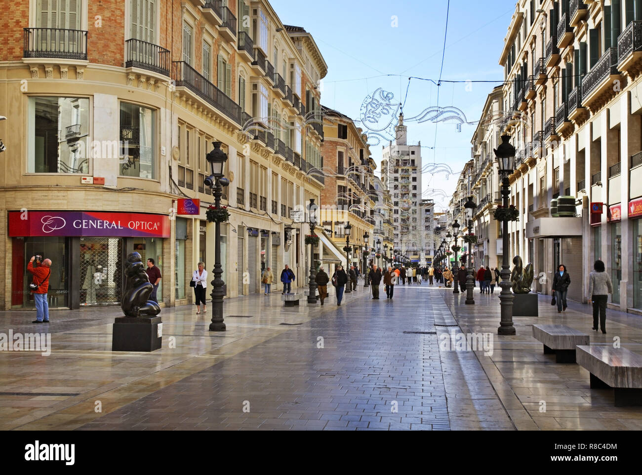 Calle Marques de Larios - Fußgängerzone in Malaga. Spanien Stockfoto