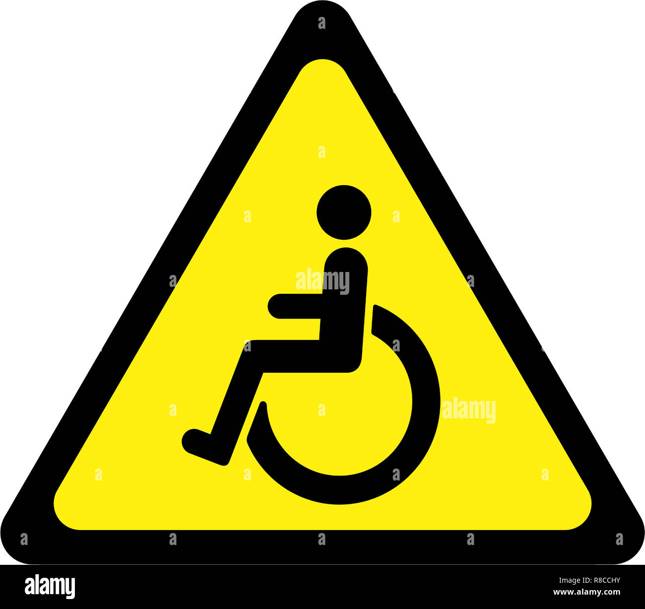 Warnschild mit behinderten Menschen Symbol Stockfoto