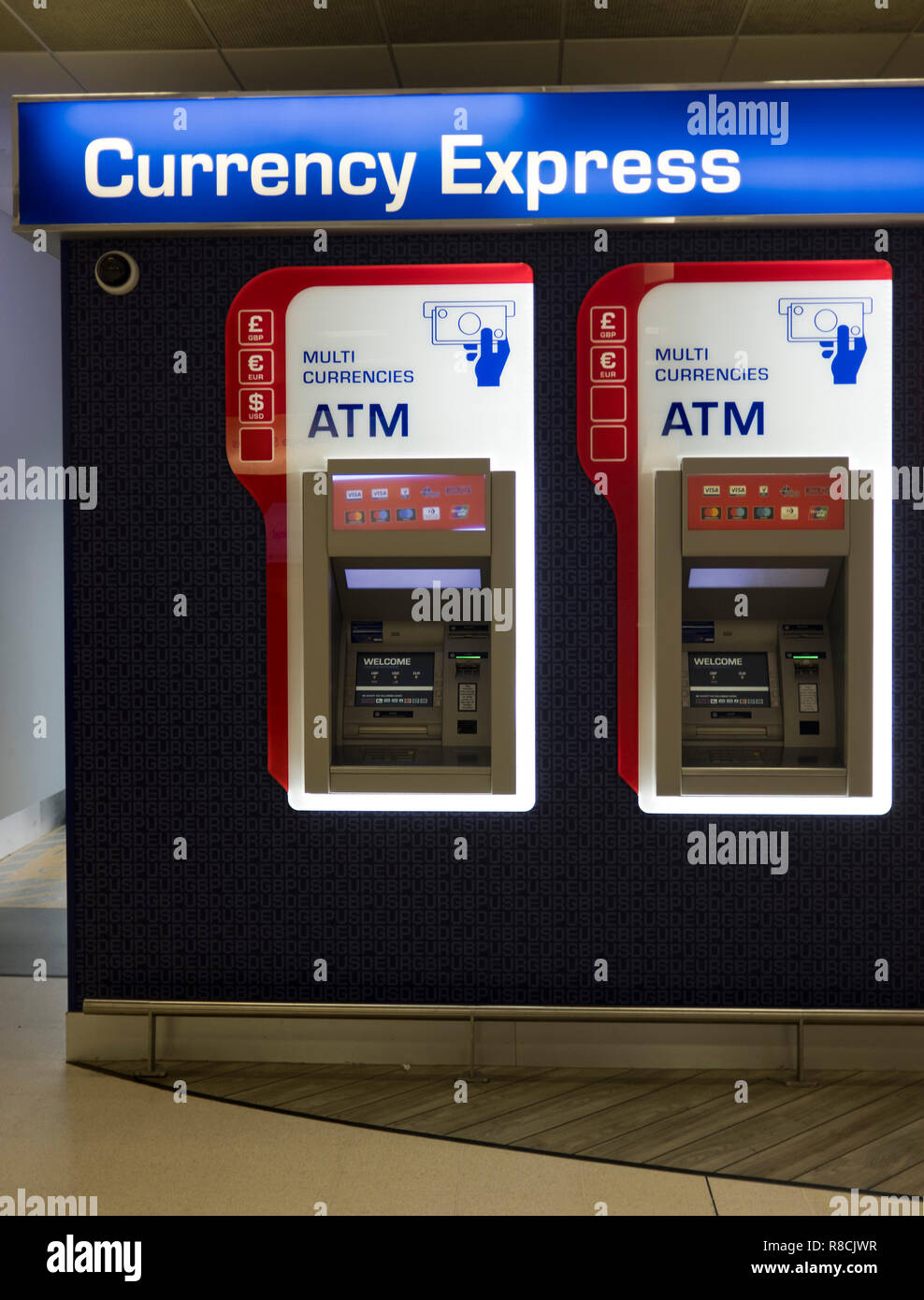 dh Aberdeen International Airport GELDAUTOMATEN UK SCHOTTLAND Fremdwährung Express ATM Multi Währungen automatisierten Maschine Stockfoto