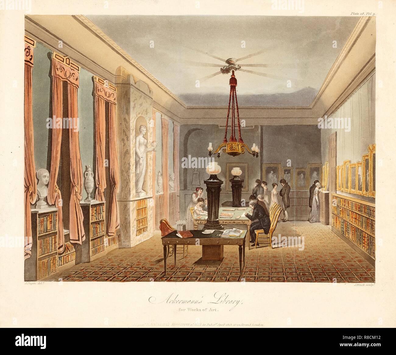 Ackermann's Library für Werke der Kunst, Pub. 1815. Schöpfer: Charles Augustus Pugin (1762 - 1832) nach. Stockfoto