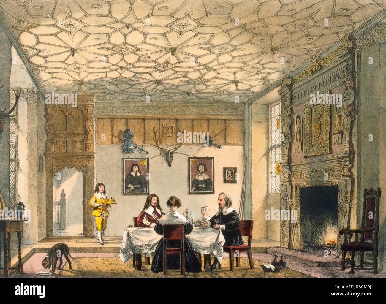 Mittelalterliche Familie Supper, Wakehurst Place, Surrey, c1600. Schöpfer: Joseph Nash (1809-78). Stockfoto