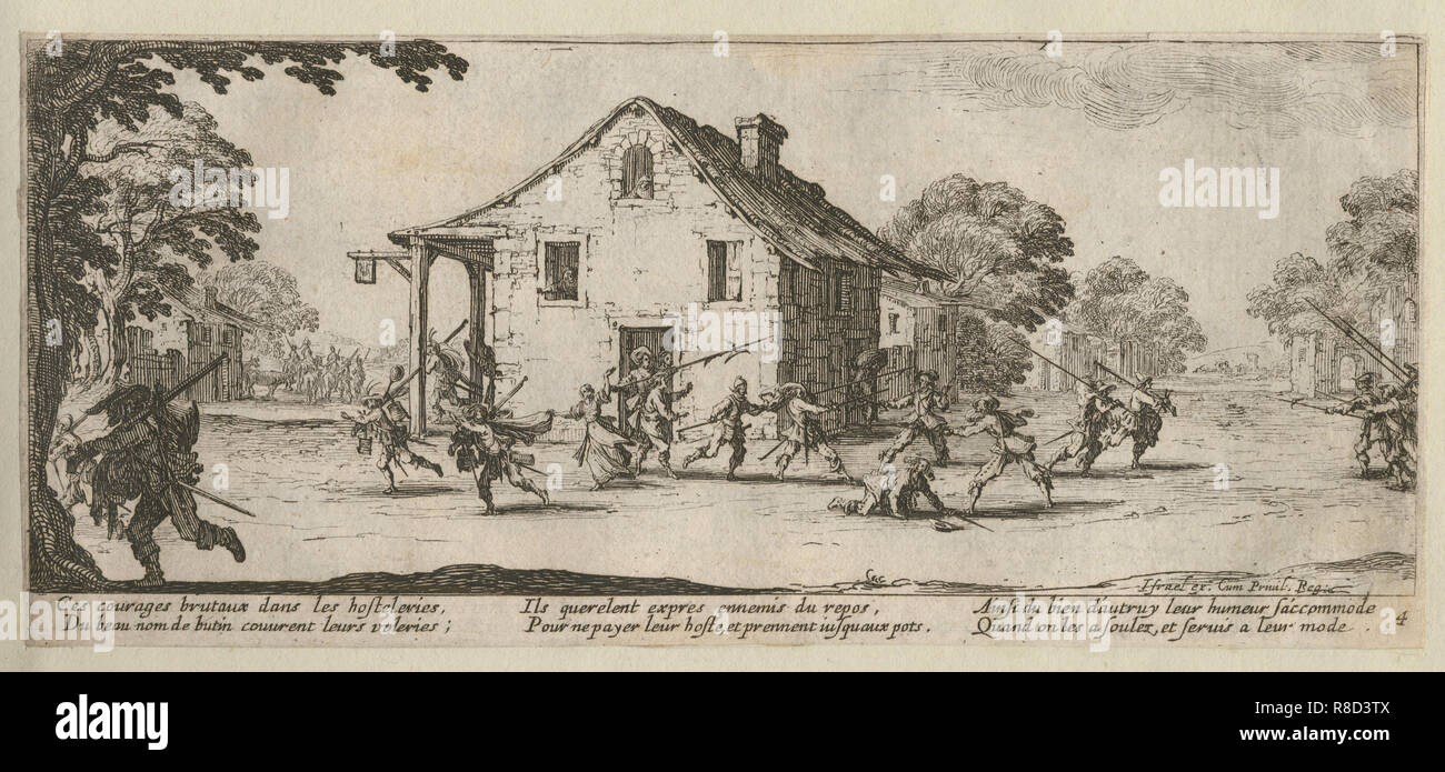 Das Elend und Unglück des Krieges, Folio 4: Szene von Plünderungen, 1633. Stockfoto