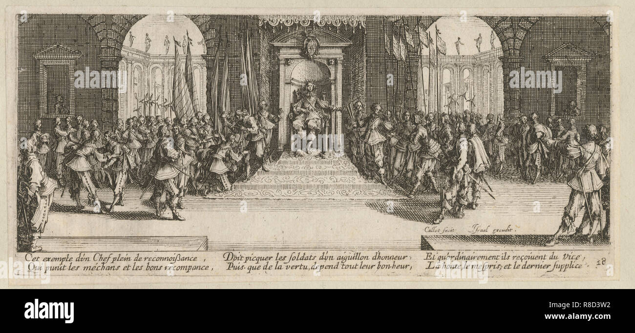 Das Elend und Unglück des Krieges, Folio 18: Verteilung von Belohnungen, 1633. Stockfoto
