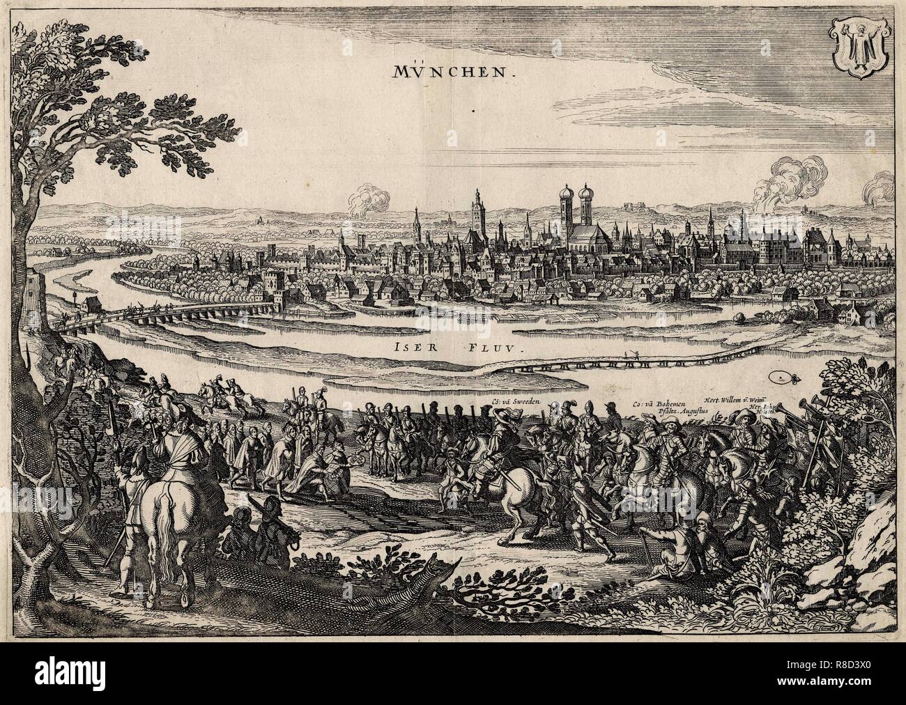 Stadt Schlüssel Übergabe durch den Bürgermeister von München zu König Gustav II Adolf von Schweden, 1632, 1632-1636. Stockfoto