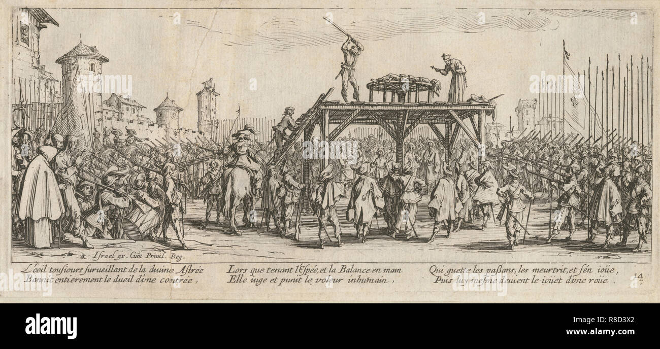 Das Elend und Unglück des Krieges, Folio 14: Das Rad, 1633. Stockfoto