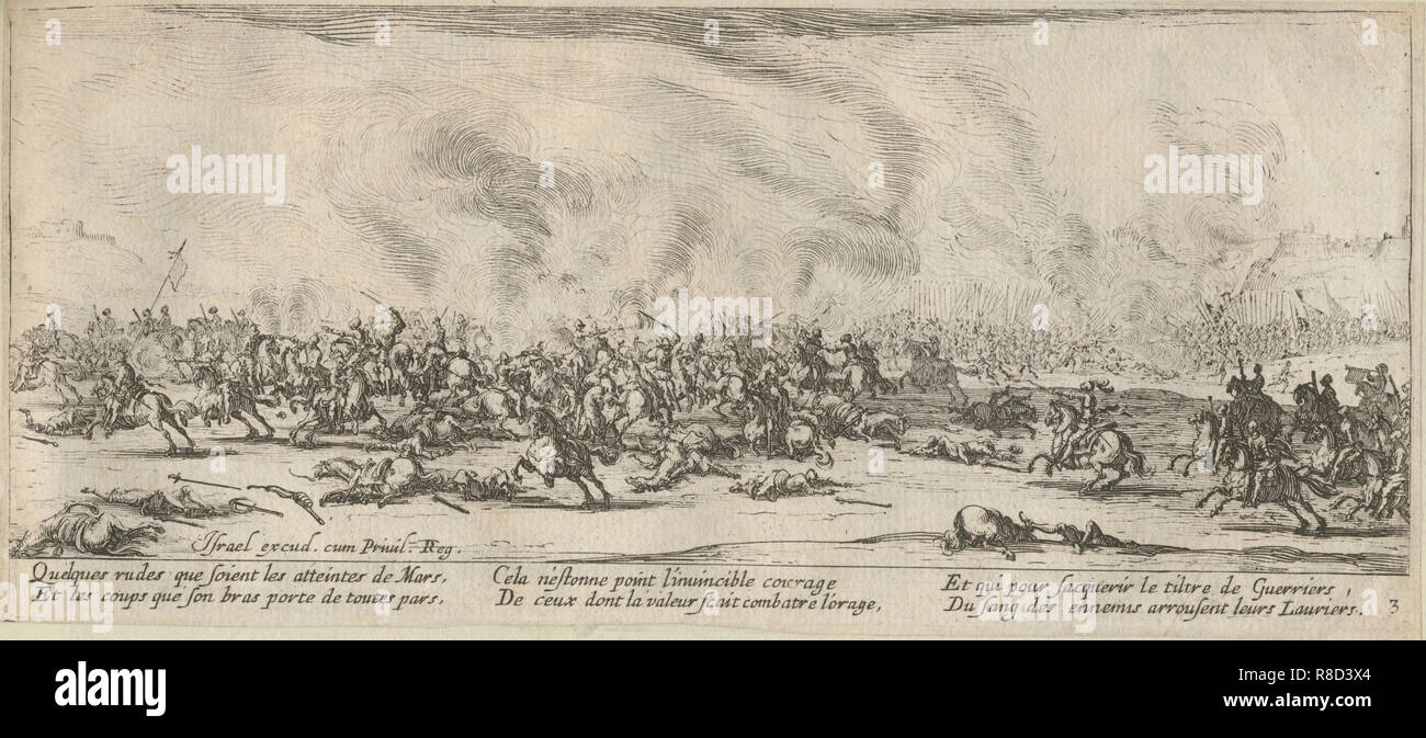 Das Elend und Unglück des Krieges, Folio 3: Die Schlacht, 1633. Stockfoto