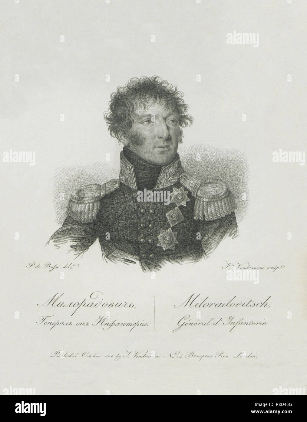 Portrait von General Graf Michail Miloradovich (1771-1825), 1813. Stockfoto