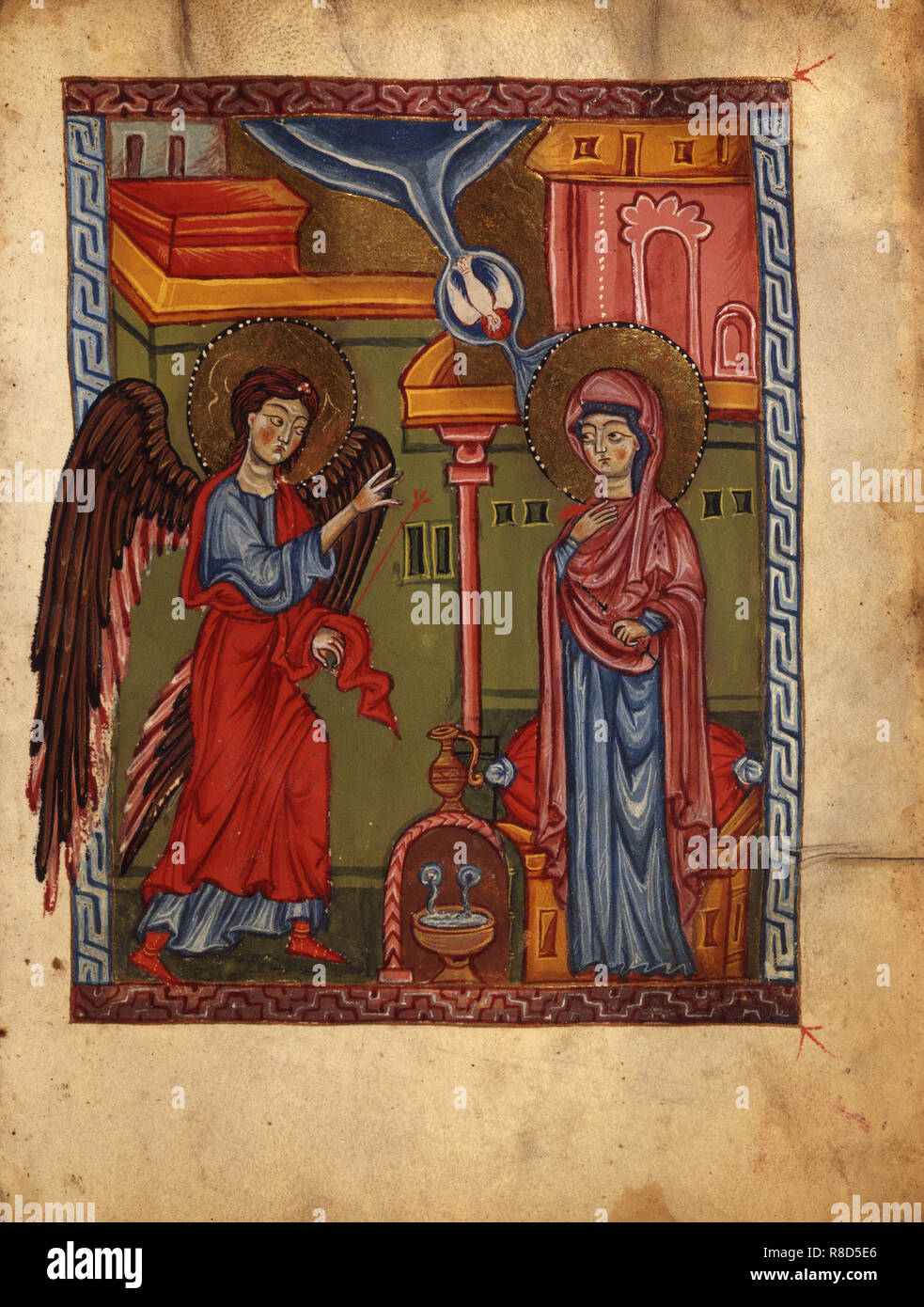 Die Verkündigung (Manuskriptillumination aus dem Matenadaran Evangelium), 1323. Stockfoto
