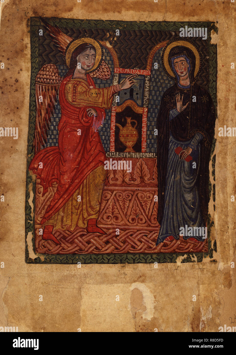 Die Verkündigung (Manuskriptillumination aus dem Matenadaran Evangelium), 1378. Stockfoto