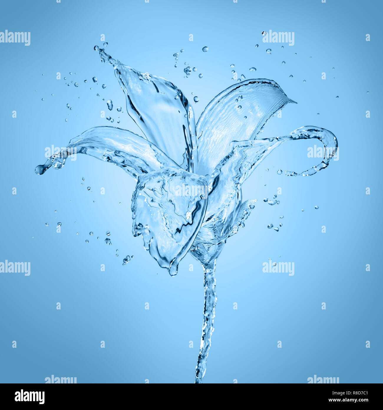 Blume aus Wasser spritzt auf leeren Hintergrund isoliert Stockfoto Blume aus Wasser spritzt auf leeren Hintergrund isoliert Stockfoto