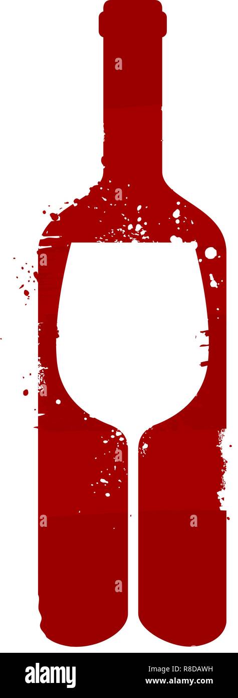 Flasche Wein und Glas. Alkoholisches Getränk. Vector Illustration Stock Vektor