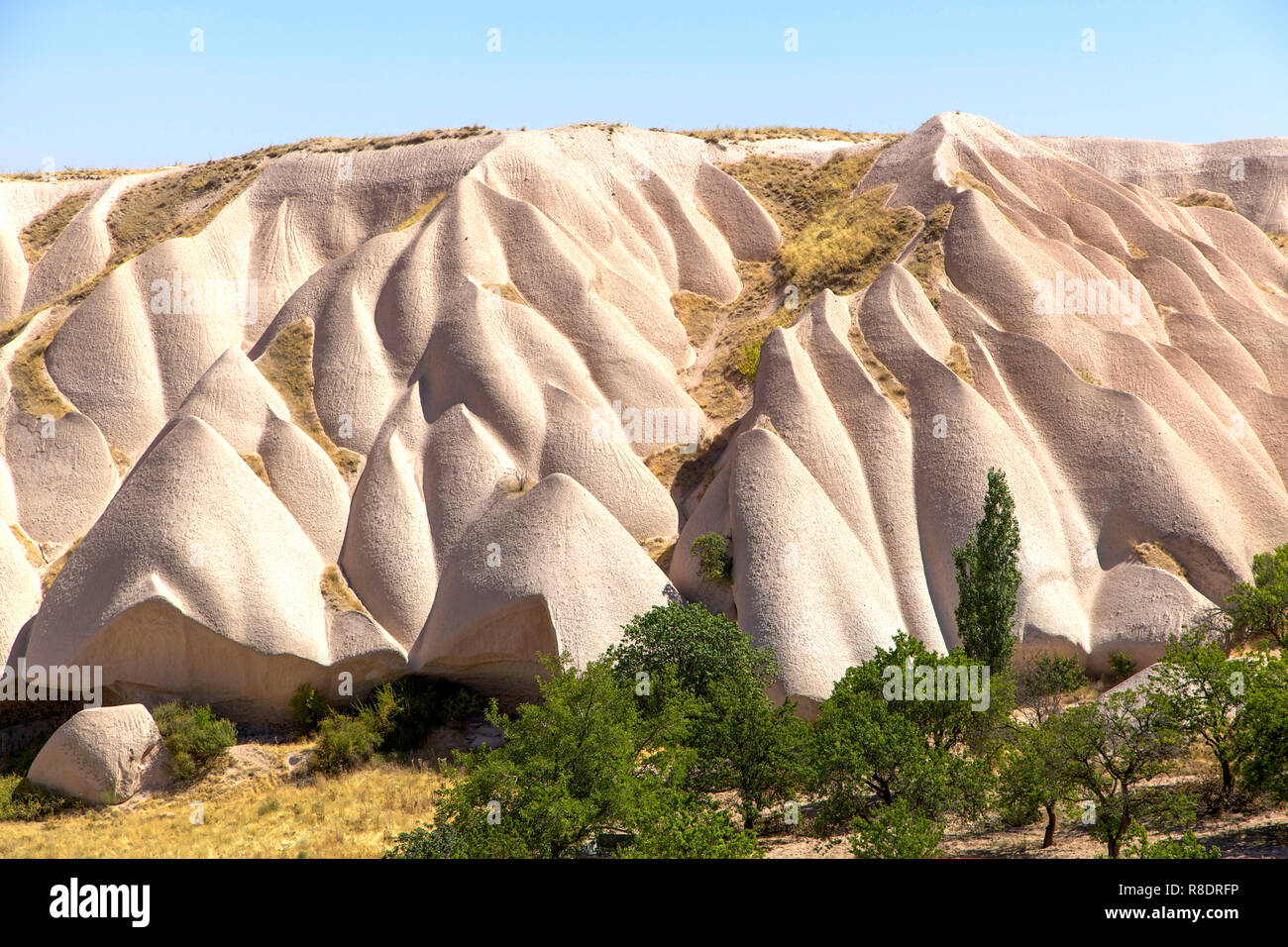 Tuffstein vulkanischen Formationen in der Türkei Kappadokien. Stockfoto