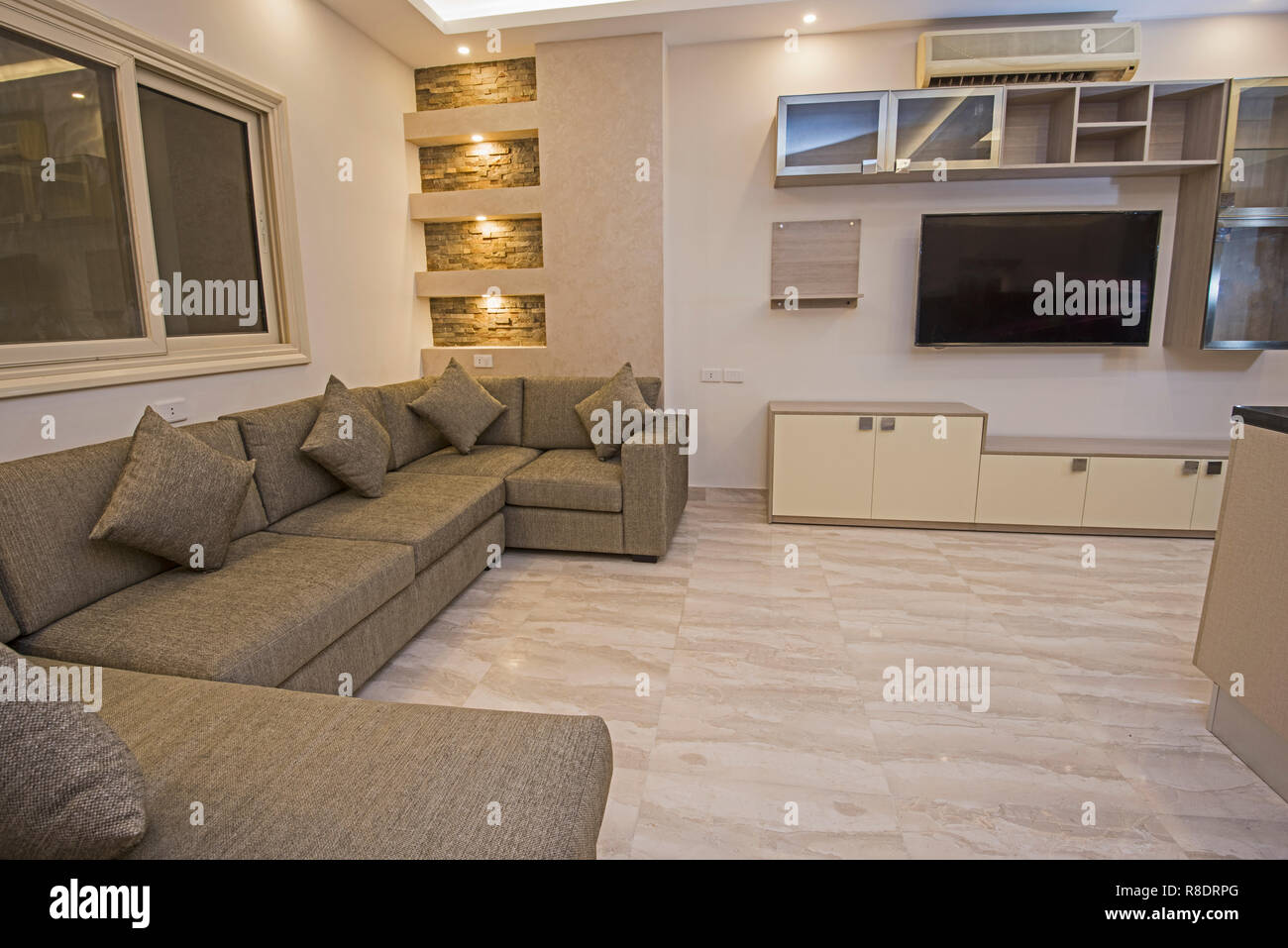 Wohnzimmer-Lounge im Luxus-Appartement Show nach Hause zeigen Innenarchitektur Dekor Ausstattung Stockfoto