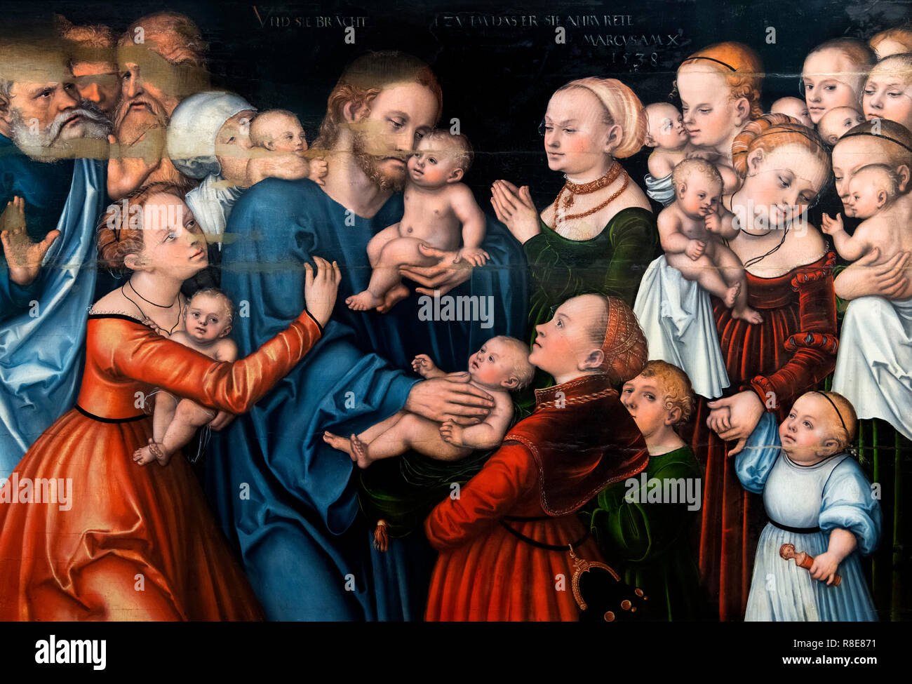 Christus segnet die Kinder von Lucas Cranach dem Älteren (1472-1553), Öl auf Holz, 1538 Stockfoto