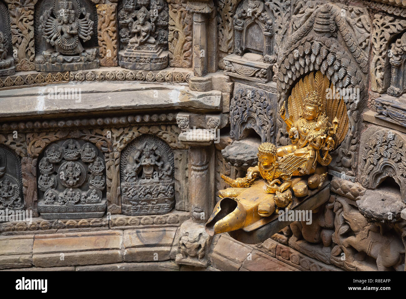 Tusa Hiti, Royal Schritt gut, Hanuman Dhoka Königspalast in Patan, Kathmandu, Nepal. Stockfoto