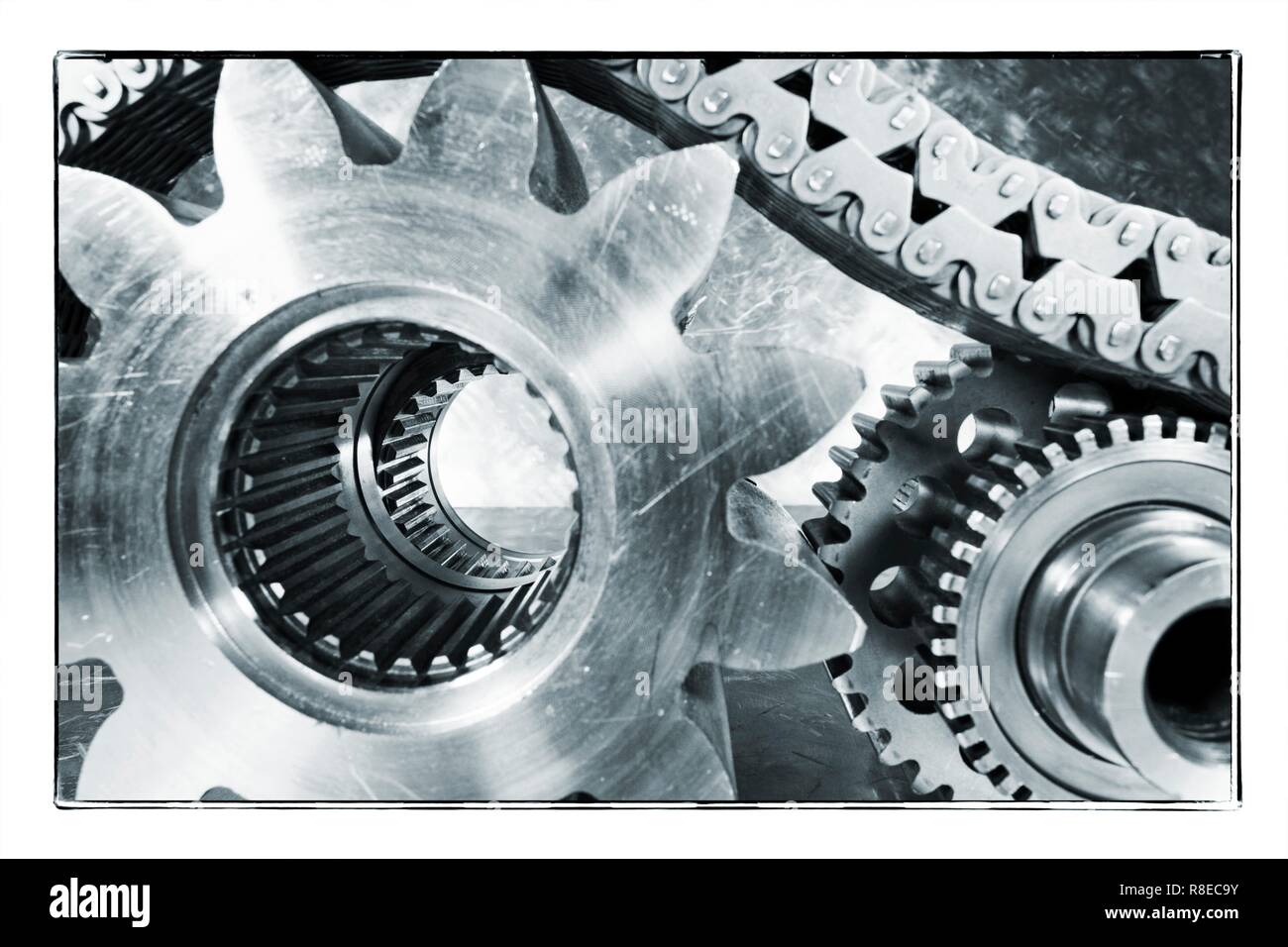 Getriebe und Zahnräder aus Titan und in der Raumfahrtindustrie verwendet. Stockfoto