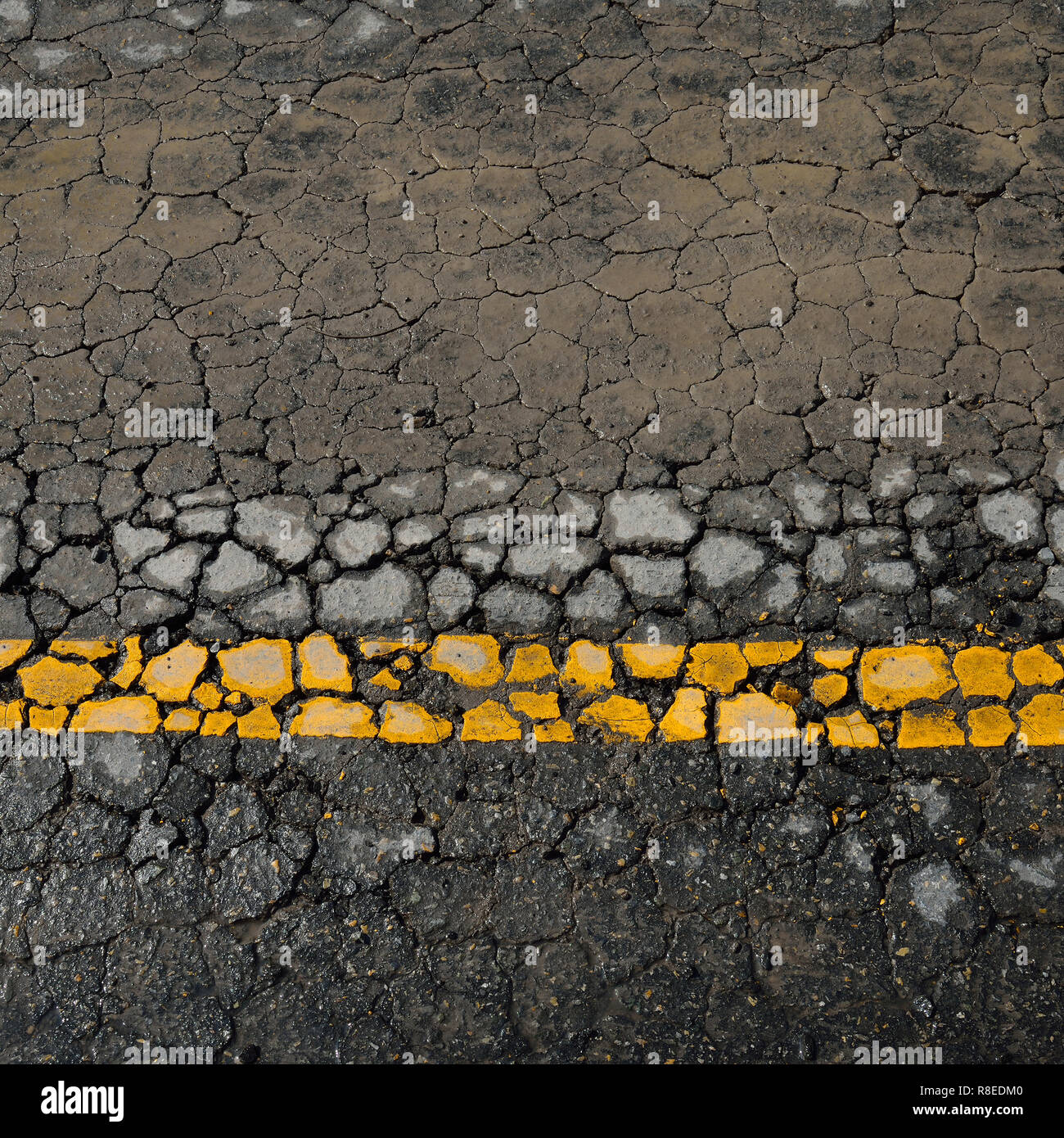 Asphalt crack Textur Hintergrund Stockfoto