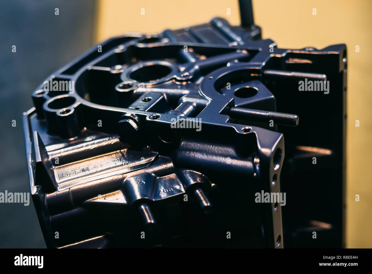 Malte Motorblock in blauer Farbe, zerlegten Motor Stockfoto