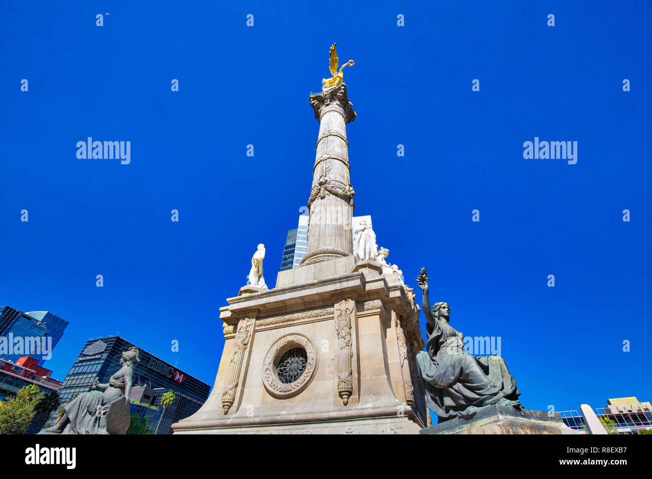 Mexiko City, Mexiko-22 April 2018: Angel of Independence Monument, ein Sieg Spalte auf einem Kreisverkehr an der Paseo de la Reforma in Downtown Mexico City. Stockfoto