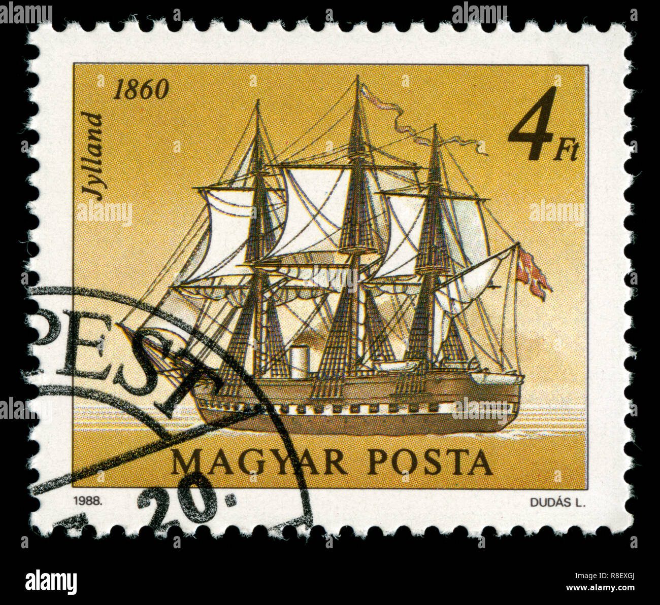 Briefmarke aus Ungarn in der Schiffe (1988) Serie Stockfoto
