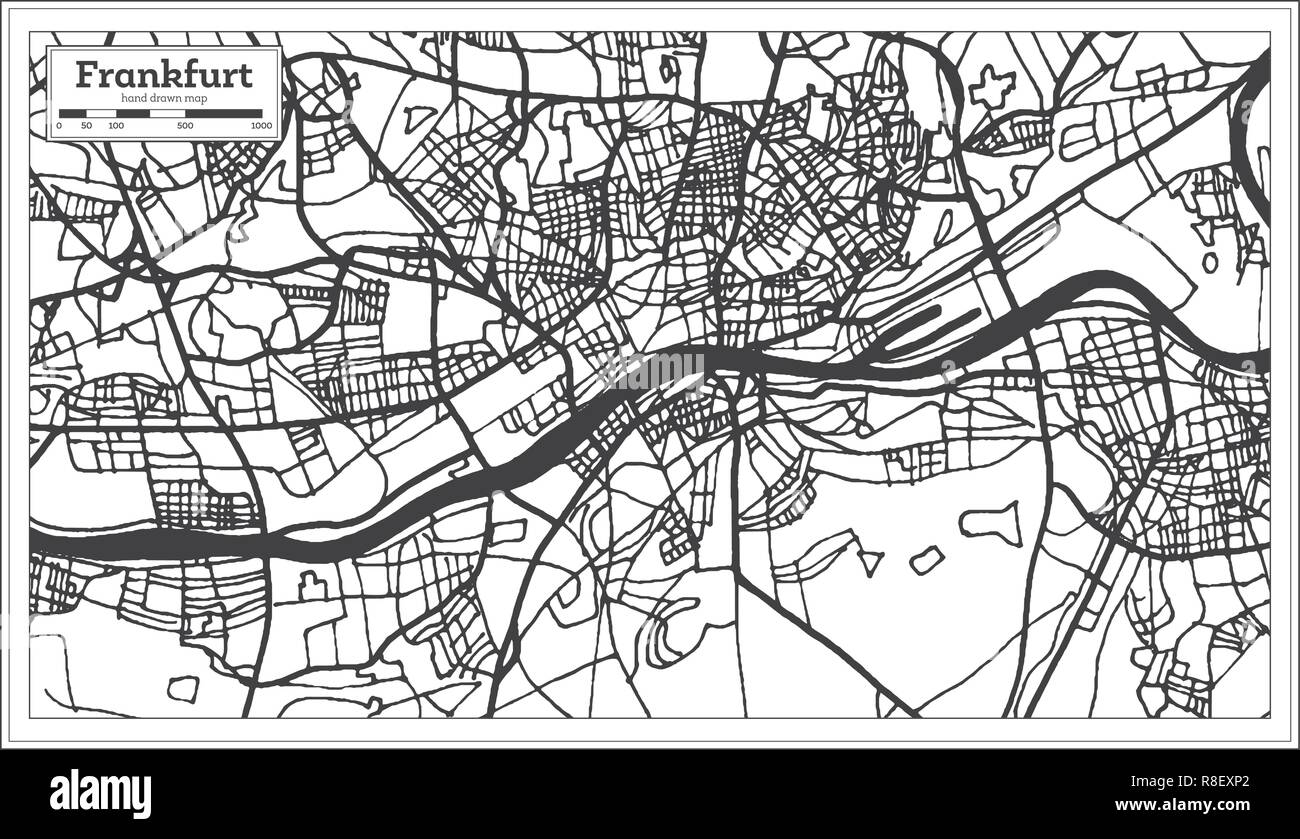 Frankfurt Deutschland Stadtplan im Retro-stil. Übersichtskarte. Vector Illustration. Stock Vektor