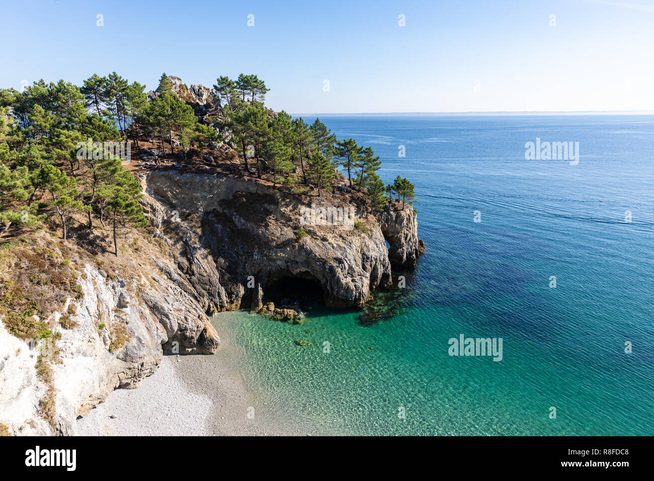 Strand von L'Ile Vierge in Saint-Hernot auf der Halbinsel Crozon (Finistère, Frankreich) Stockfoto