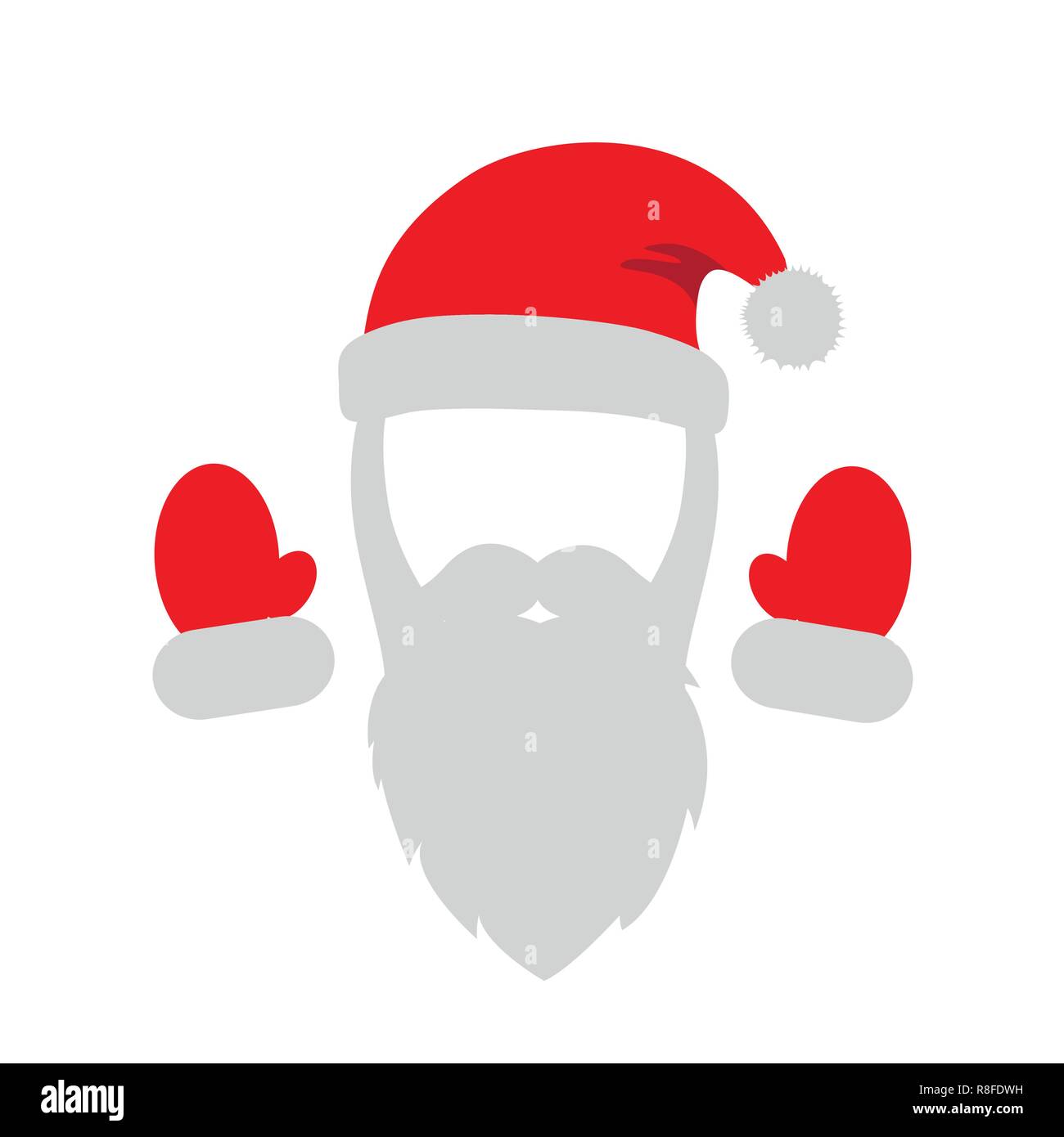 Santa claus rot Kostüm mit Bart, Mütze und Handschuhe Vektor-illustration EPS 10. Stock Vektor